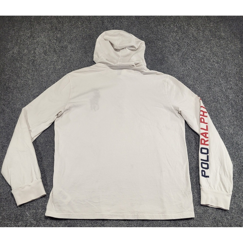 Polo Ralph Lauren Men's Long Sleeve Big Pony Hooded White T-Shirt Size Medium - Picture 8 of 14